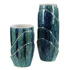Tranquil Duo Blue/Green/White Vases (Set of 2) - Ornate Home