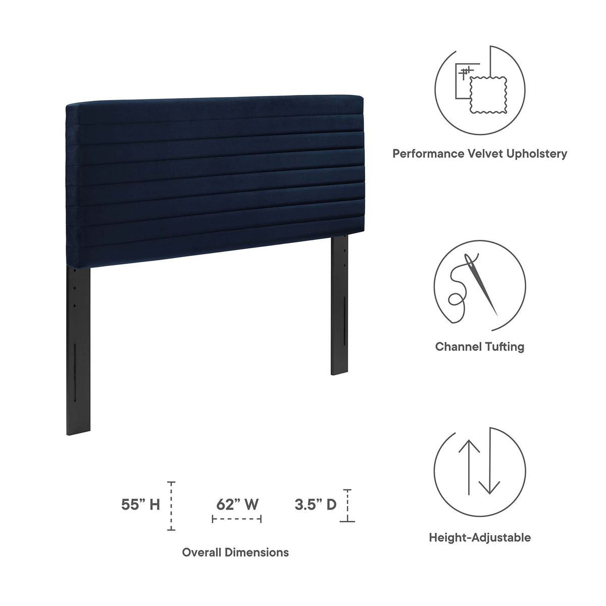 Tranquil Midnight Blue Full/Queen Headboard - Ornate Home