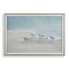 Tranquil Shorebirds On The Sand Gray/Woodtone Framed Print - Ornate Home