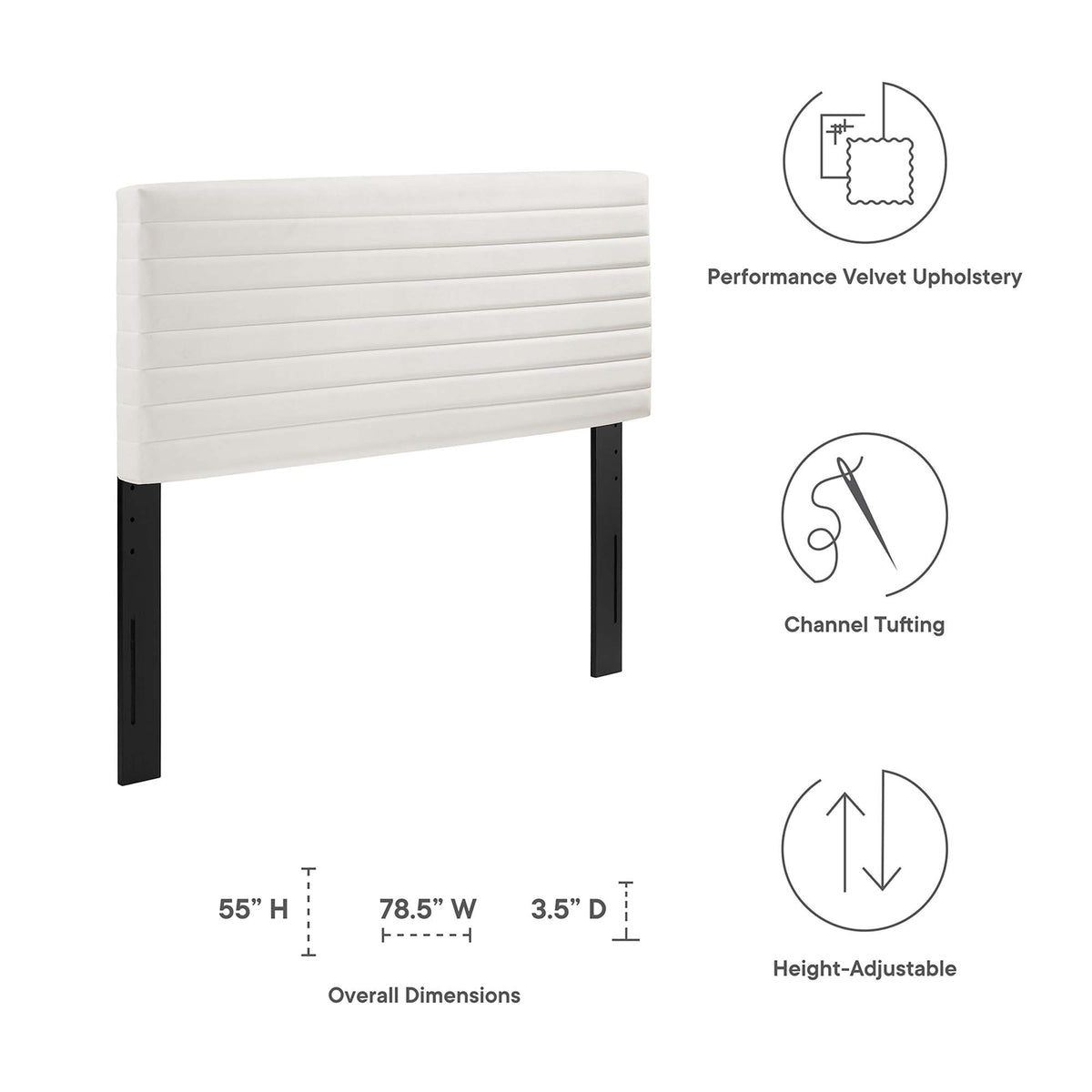 Tranquil White Full/Queen Headboard - Ornate Home