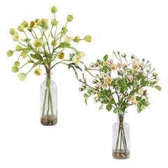 Tranquility Lenten Green/Pink/Yellow Rose Bouquets (Set of 2) - Ornate Home