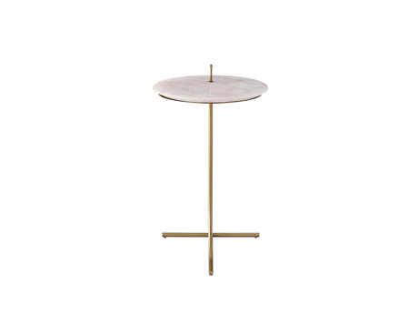 Tranquility Rose Quartz/White Carrara Marble/Gold Accent Table - Ornate Home