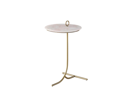 Tranquility Rose Quartz/White Carrara Marble/Gold Accent Table - Ornate Home