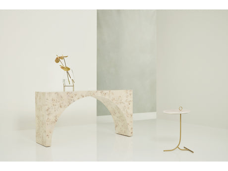 Tranquility Rose Quartz/White Carrara Marble/Gold Accent Table - Ornate Home