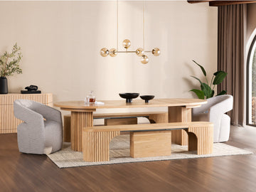Transformer Scandinavian Oak Round Bench - Ornate Home