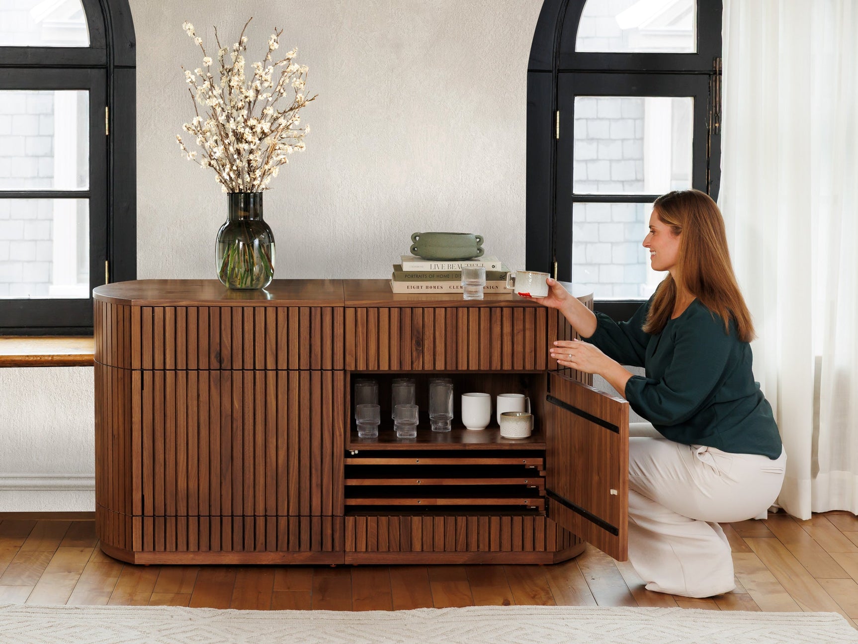 Transformer Round Sideboard - Panel Storage