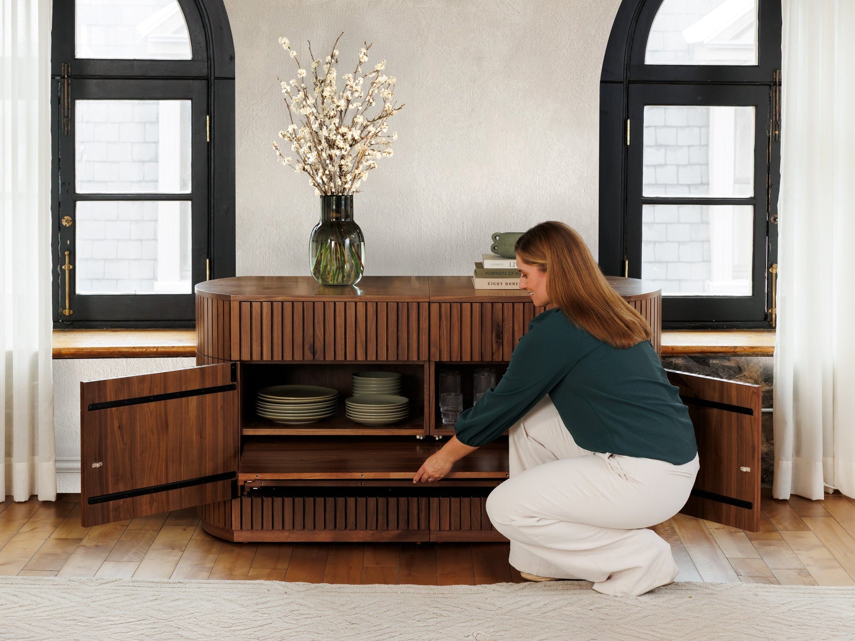 Transformer Round Sideboard - Panel Storage