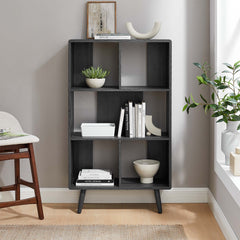 Transmit Charcoal 5 Shelf Wood Grain Bookcase - Ornate Home