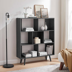 Transmit Charcoal 7 Shelf Wood Grain Bookcase - Ornate Home