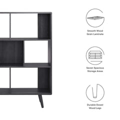 Transmit Charcoal 7 Shelf Wood Grain Bookcase - Ornate Home