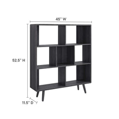 Transmit Charcoal 7 Shelf Wood Grain Bookcase - Ornate Home