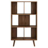 Transmit Walnut 5 Shelf Wood Grain Bookcase - Ornate Home