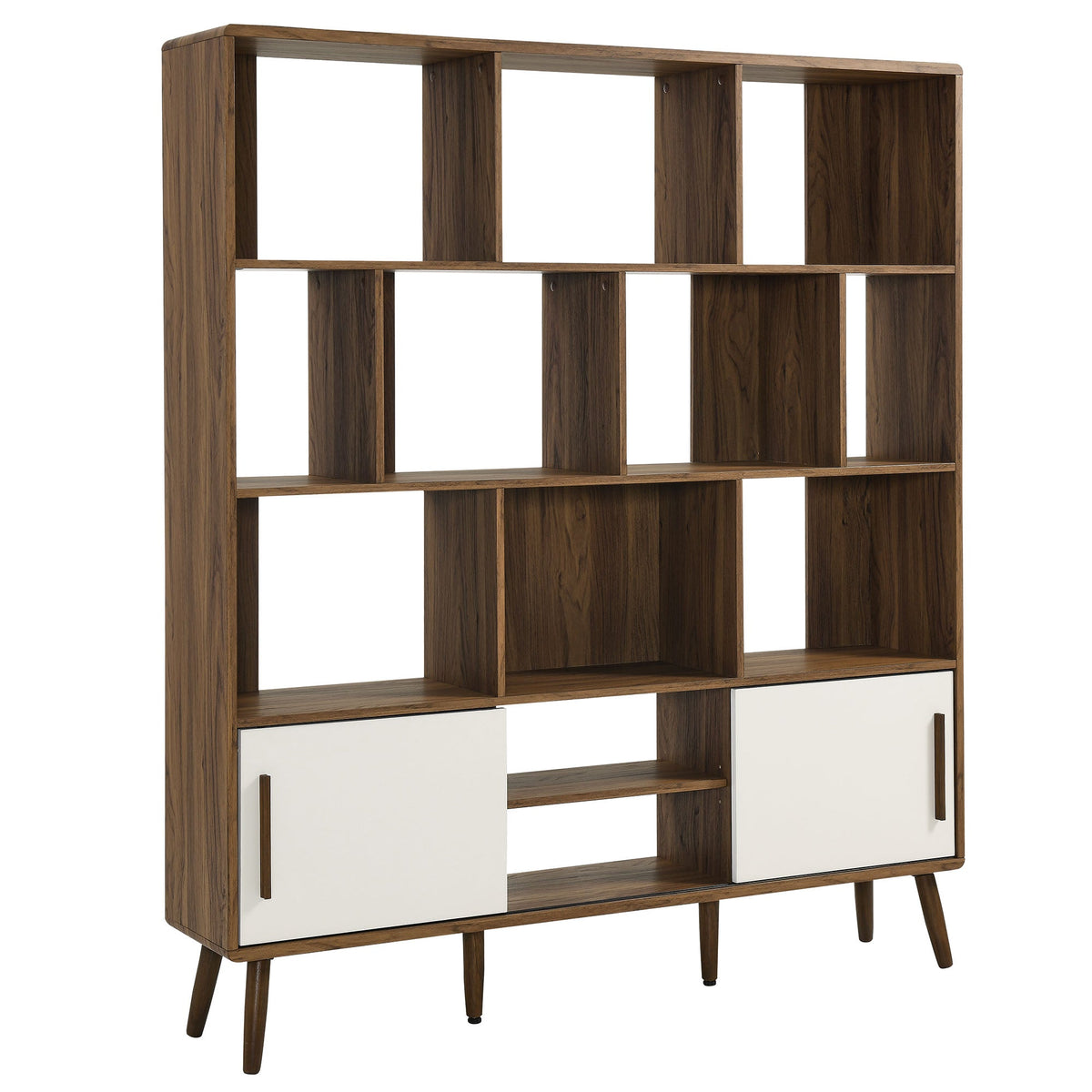 Transmit Walnut 59" Bookcase with Sliding Doors