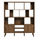 Transmit Walnut 59" Bookcase with Sliding Doors