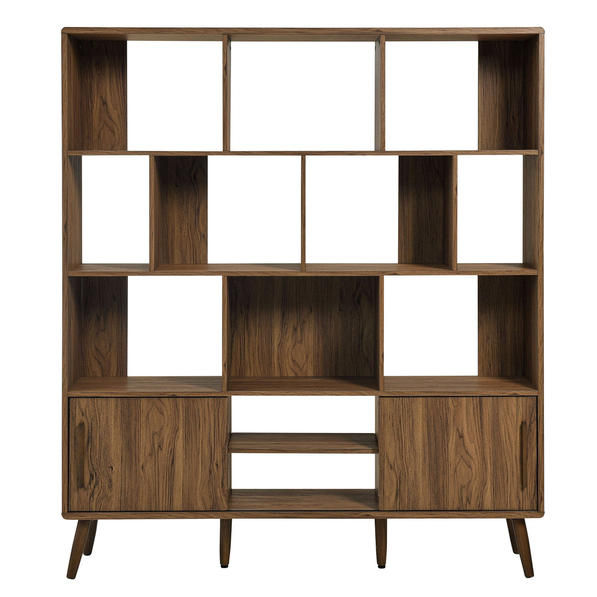 Transmit Walnut 59" Bookcase with Sliding Doors