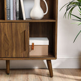 Transmit Walnut 59" Bookcase with Sliding Doors