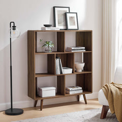 Transmit Walnut 7 Shelf Wood Grain Bookcase - Ornate Home