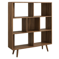 Transmit Walnut 7 Shelf Wood Grain Bookcase - Ornate Home