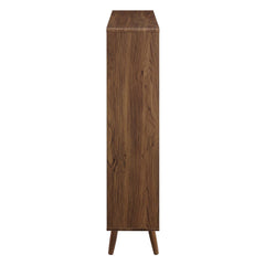 Transmit Walnut 7 Shelf Wood Grain Bookcase - Ornate Home