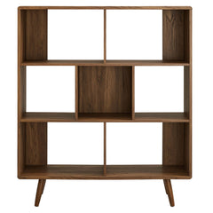 Transmit Walnut 7 Shelf Wood Grain Bookcase - Ornate Home