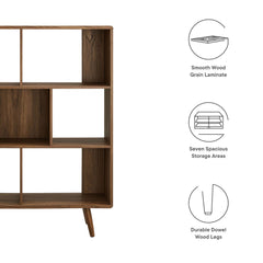 Transmit Walnut 7 Shelf Wood Grain Bookcase - Ornate Home