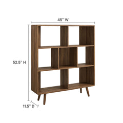 Transmit Walnut 7 Shelf Wood Grain Bookcase - Ornate Home