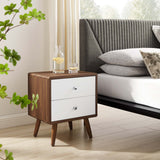 Transmit Walnut/White 2-Drawer Nightstand - Ornate Home