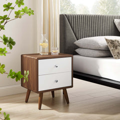 Transmit Walnut/White 2-Drawer Nightstand - Ornate Home