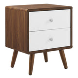 Transmit Walnut/White 2-Drawer Nightstand - Ornate Home