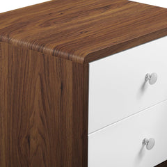 Transmit Walnut/White 2-Drawer Nightstand - Ornate Home