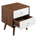 Transmit Walnut/White 2-Drawer Nightstand - Ornate Home