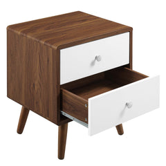Transmit Walnut/White 2-Drawer Nightstand - Ornate Home