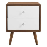 Transmit Walnut/White 2-Drawer Nightstand - Ornate Home
