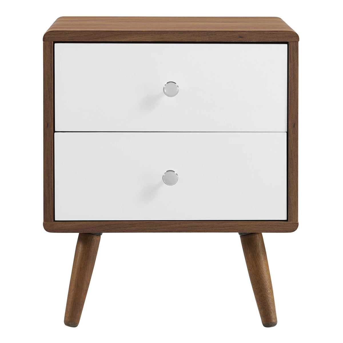 Transmit Walnut/White 2-Drawer Nightstand - Ornate Home