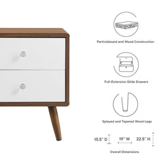Transmit Walnut/White 2-Drawer Nightstand - Ornate Home