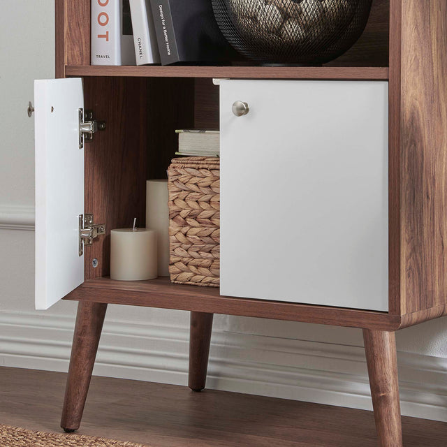 Transmit Walnut/White Display Cabinet Bookshelf - Ornate Home