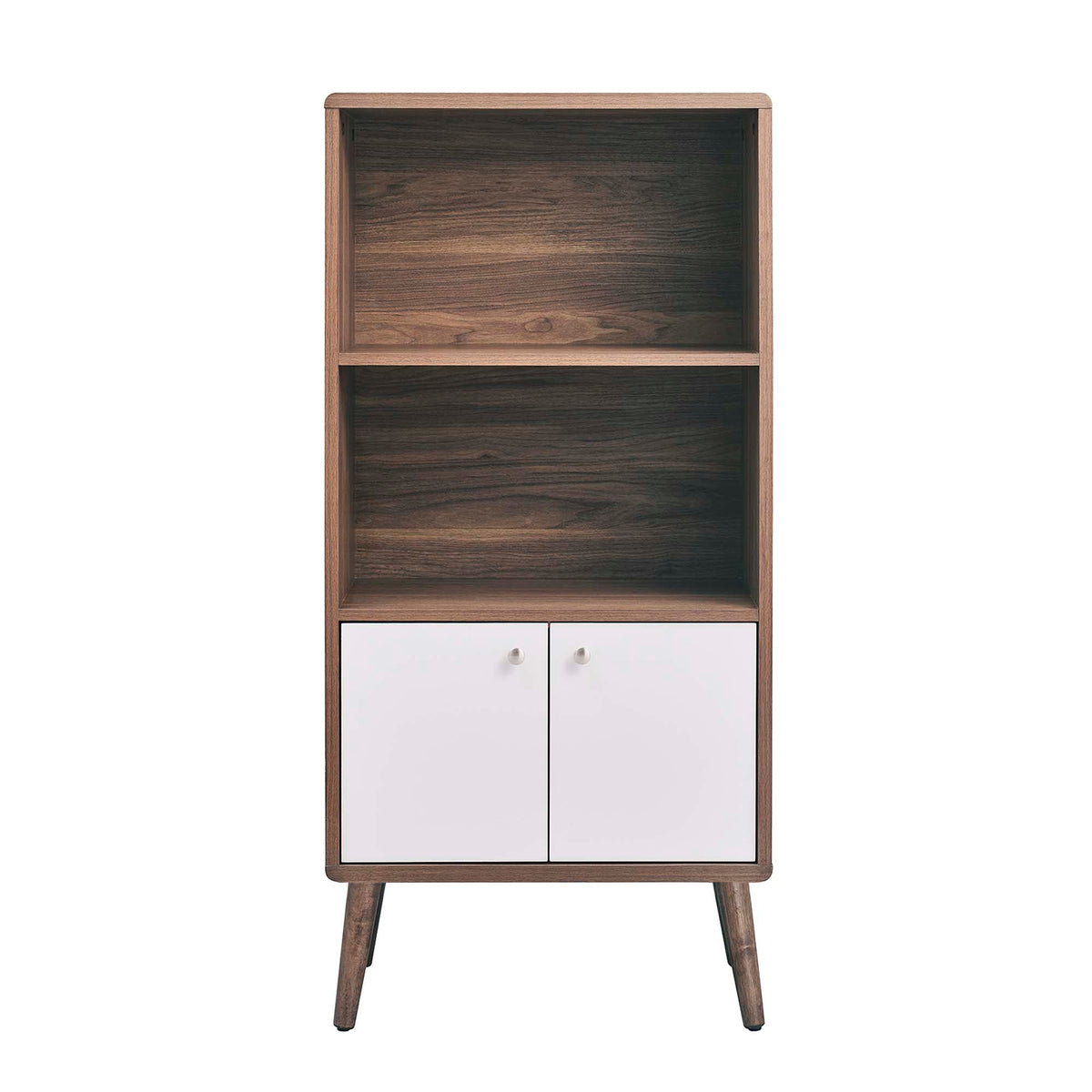 Transmit Walnut/White Display Cabinet Bookshelf - Ornate Home
