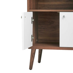 Transmit Walnut/White Display Cabinet Bookshelf - Ornate Home