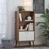 Transmit Walnut/White Display Cabinet Bookshelf - Ornate Home