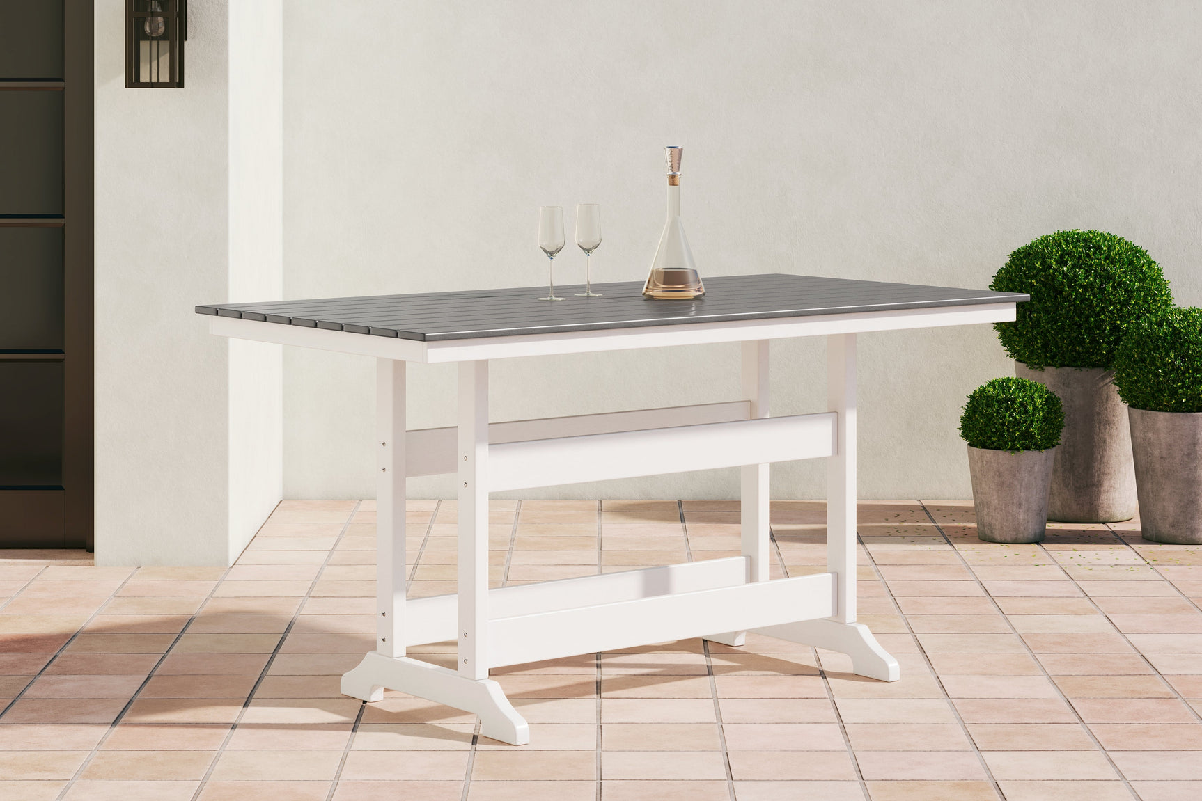 Transville Gray/White Outdoor Counter Height Dining Table - Ornate Home