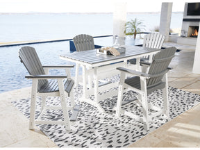 Transville Gray/White Outdoor Counter Height Dining Table w/4 Barstools - Ornate Home