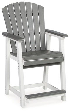 Transville Gray/White Outdoor Counter Height Dining Table w/4 Barstools - Ornate Home