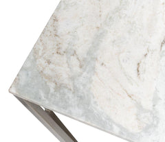 Trapezoid Silver Coffee Table Marble Top - Ornate Home