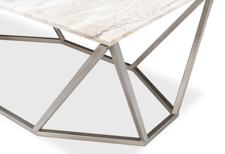 Trapezoid Silver Coffee Table Marble Top - Ornate Home