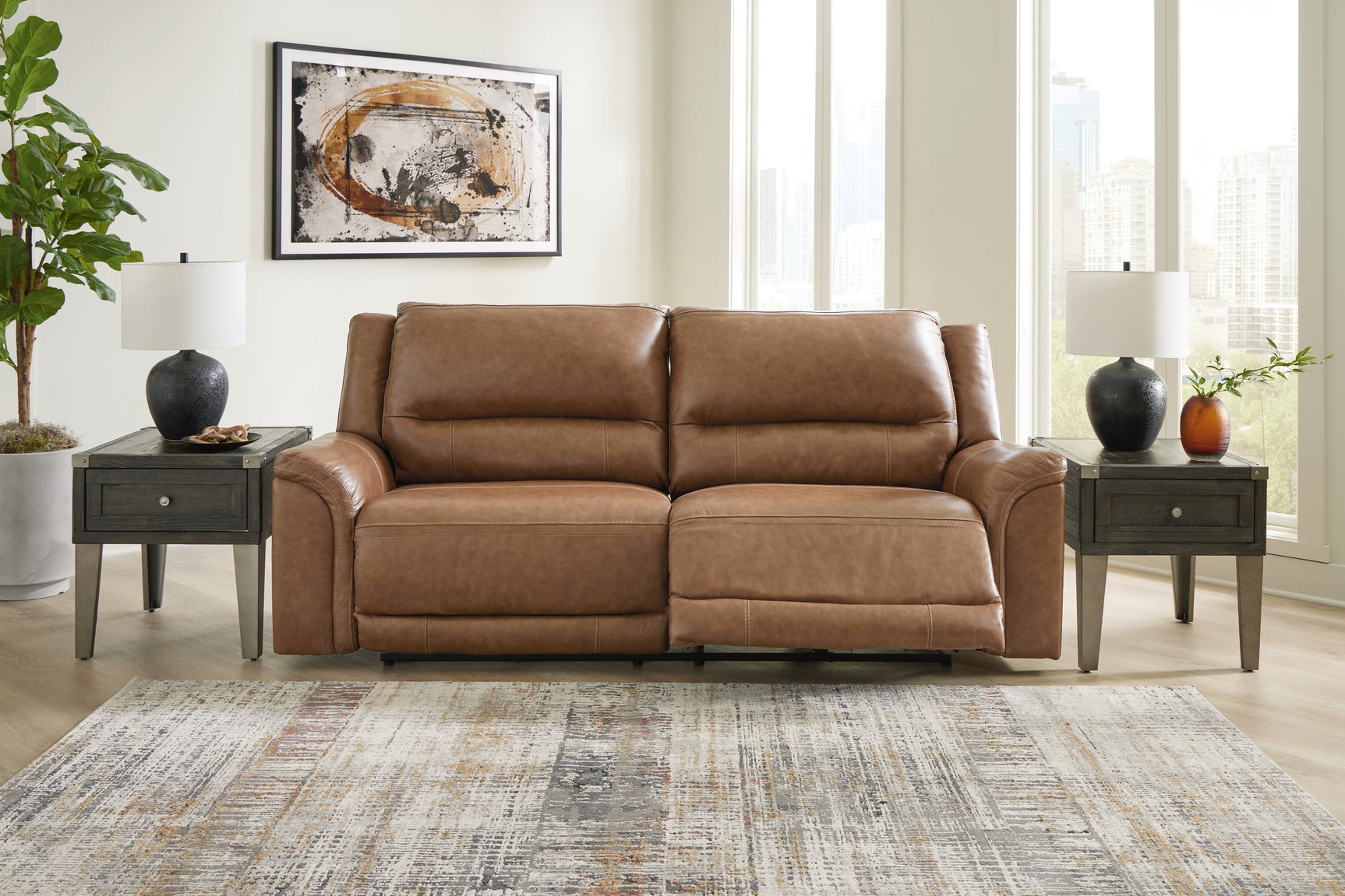 Trasimeno Caramel Power Reclining Sofa - Ornate Home