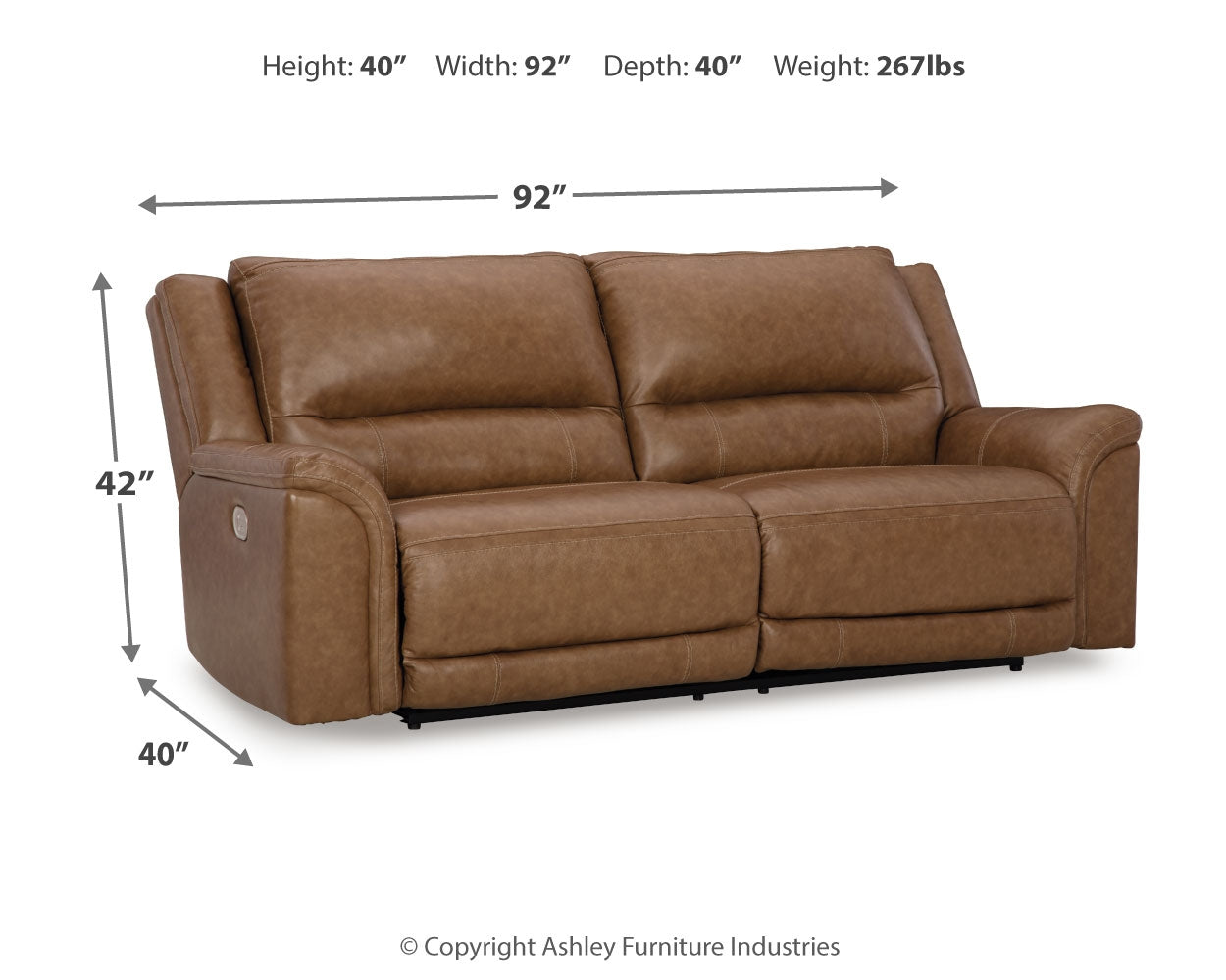 Trasimeno Caramel Power Reclining Sofa and Loveseat - Ornate Home
