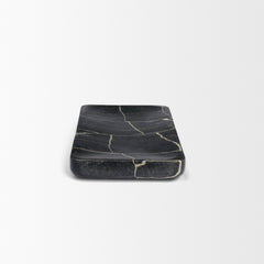 Tratto Black Rectangular Marble Tray - Ornate Home