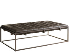 Travers Grey/Satin Pewter Cocktail Ottoman - Ornate Home