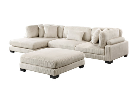Traverse Beige 4-Piece Modular Sectional with Reversible Chaise and Ottoman - Ornate Home
