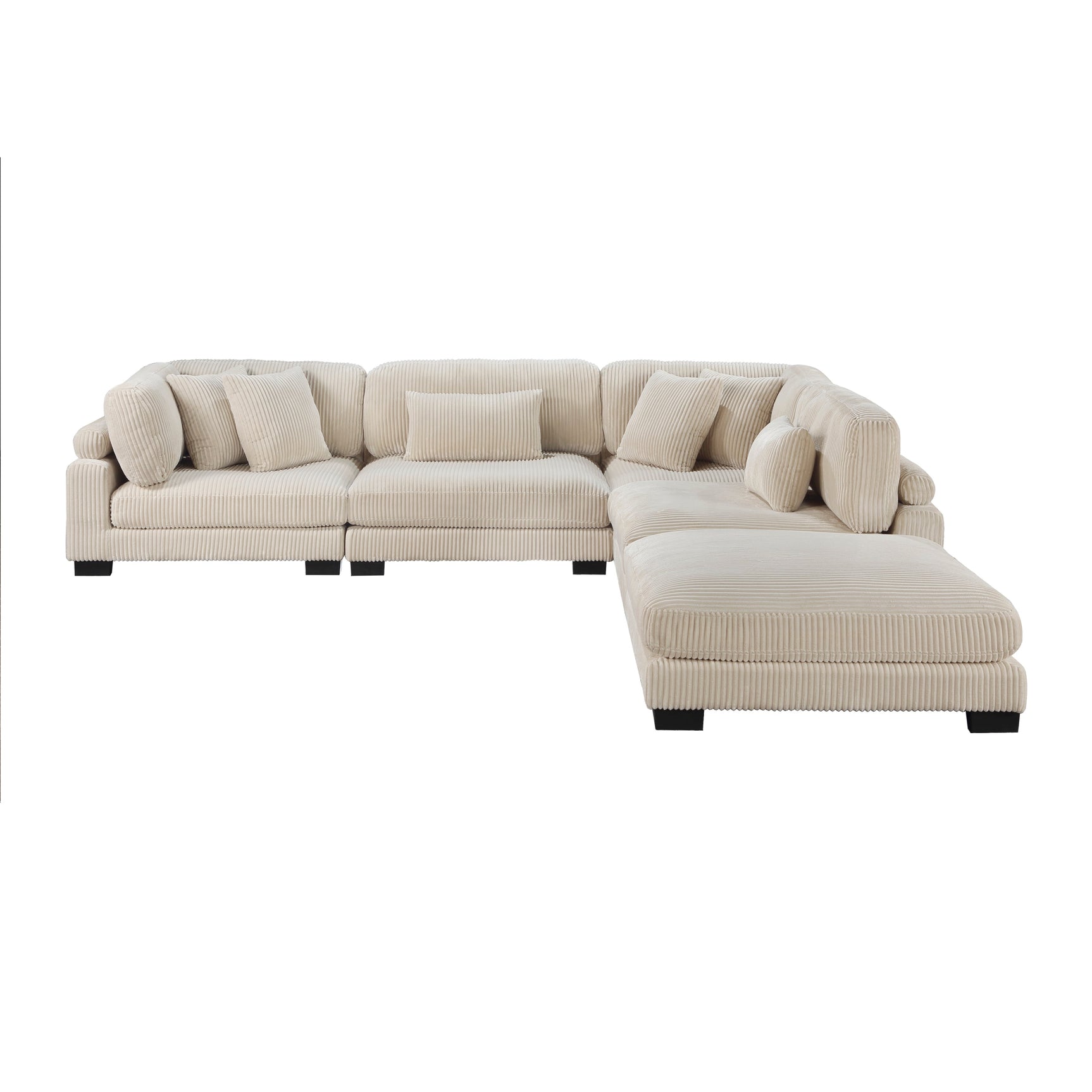 Traverse Beige 5-Piece Modular Sectional with Ottoman - Ornate Home